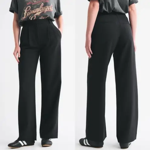 Abercrombie & Fitch  Sloane Tailored Wide Leg Pants Trouser Curve Love Black 26/2 thumbnail 2