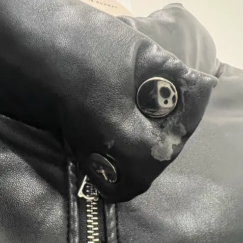 Milly Black Faux Leather Puffer Coat Size Medium $495