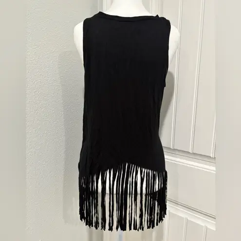 Hot Kiss Black Fringe Tank Top Size M