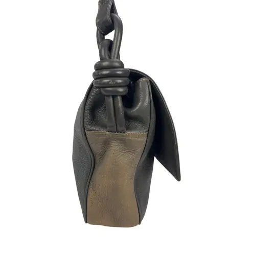 Loewe Vintage Pebbled Leather Anagram Crossbody Bag Black Brown Small