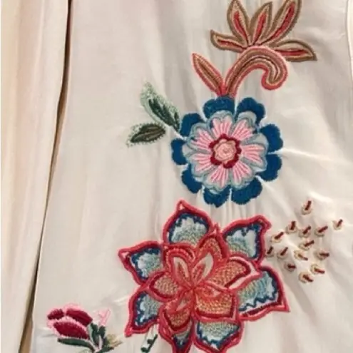 Johnny Was heavily embroidered silk RUFFLE COLLAR BLOUSE NWT