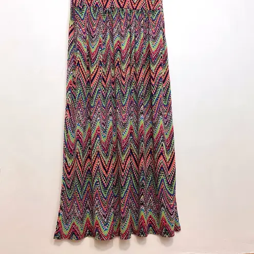 Ny Collection Plus Size Multicolor Sleeveless Maxi Dress Rainbow Chevron Stripe