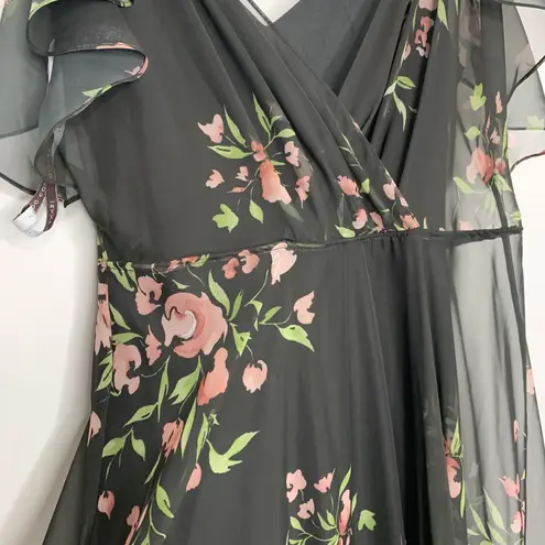 Jenny Yoo Cassie Flutter Sleeve Surplice Eden Gown Maxi Dress Womens Size 0