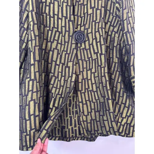 Saint Gil Womens Jacket Green Abstract Jacquard One Button 3/4 Sleeve Classic XL