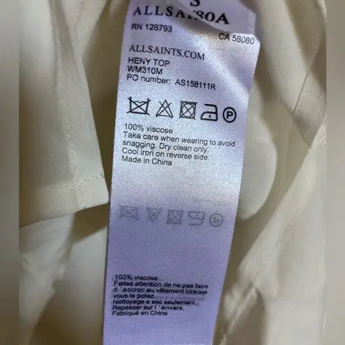🌸All Saints White Henry Top w/Tied Knot Detail Blouse #MBG
