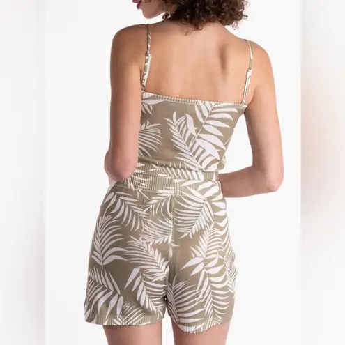 Silk & Solt 3 piece duster, crop top and shorts palm print size small