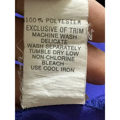 Vintage Satiny Lace Nightgown Side Slit Sexy Romantic Neglige’ Sapphire Blue