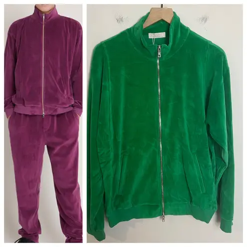 Suzie Kondi NWT - Unisex Zip Jacket Velour Jelly Bean Green Track Full Zip