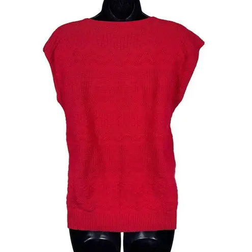 Vintage Village Green 100% cotton Red Knit Sweater Vest Size M Red Size M