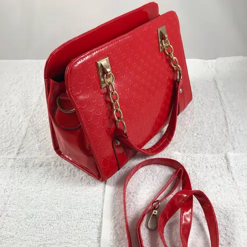 10x10 Crossbody red shiny quilt patent purse