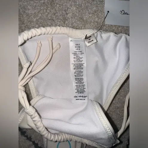 Miss Selfridge tie side bikini bottom in cream