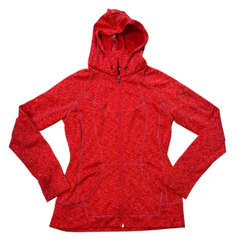 Athleta Orange Pink Space Dye Full Zip Hooded Sweatshirt Jacket, Sz M Red Size M