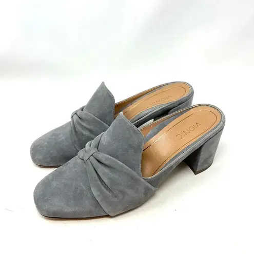 Vionic Plaza Presley Heeled Mules Gray Suede Size US 8.5