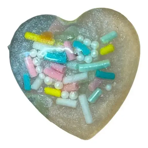 Handmade Resin Heart Sprinkle Earrings by Kiwi Beauty Beads Clear New Pink