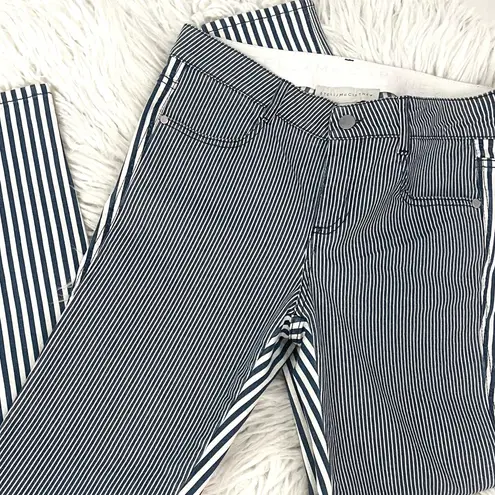 Stella McCartney Blue White Striped Straight Leg Jeans