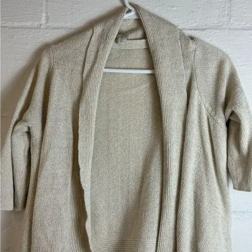 J. Jill Woman’s Drape Front Thick Knit Linen Blend Cream Cardigan Small Petite Size undefined