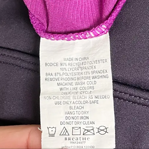 prAna Breathe Built in Sports Bra Cross Back Straps Purple