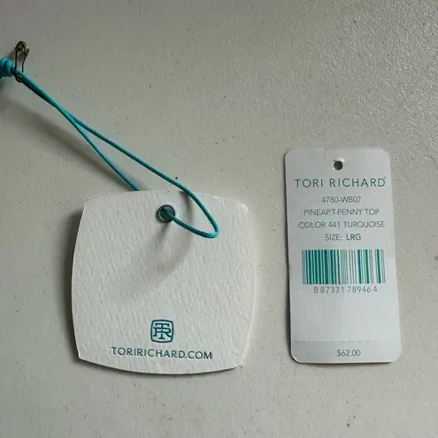 Tori Richard NWOT 100% Cotton Pineapple Penny Stripe Boat Neck T-Shirt Top L