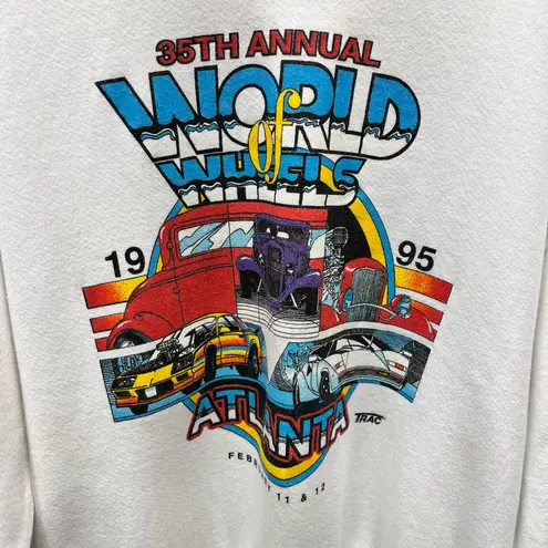 Vintage 1995 Racing USA Made World Of Wheels Atlanta Georgia Racing Sweatshirt White Size XL
