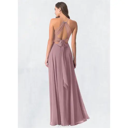 Azazie A-Line Pleated Chiffon Floor-Length Dress Size A2
