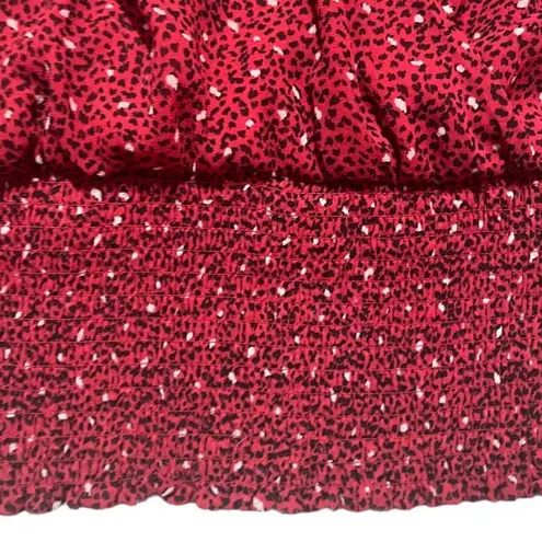 Meraki smocked WAIST V NECK RED blouse Size M
