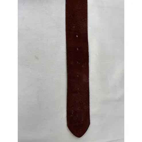 Vintage Women's Genuine Leather Brown Belt Square Gold Buckle SKU 5559