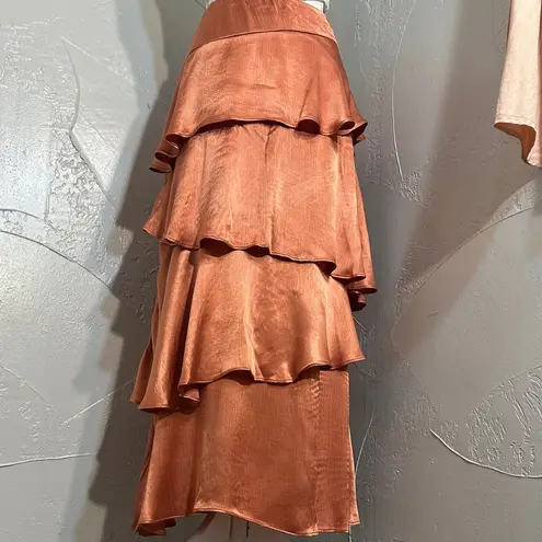Maeve Copper Tiered Maxi Skirt | Viscose | Size 8