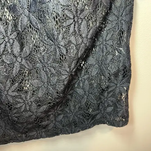 J. VALDI Womens Floral Crochet Lace Tunic Swim Cover Up Dress Black NEW Sz Large