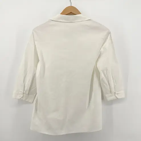 Piazza Sempione Piazza Sempione White Cotton Stretch Tunic Top Shirt IT 42 US 6 Drape Collared