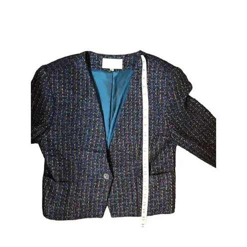 Vintage Michelle petites confetti blue wool blend boucle tweed short blazer Blue Size 8P