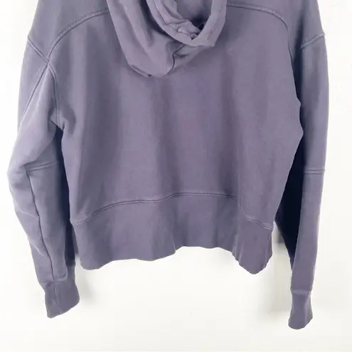 Peloton Purple 1/2 Zipper Chic Kangaroo Pocket Arm Spellout Hoodie, Size Medium