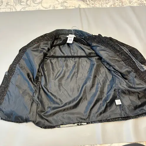 Travelsmith Womens Jacket Size M Blazer Black Multi Tweed Floral Embellished Size M