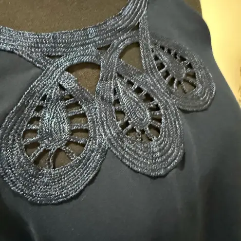 Max Studio  Dark Blue Dress with Lace Accent