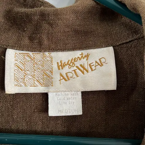 Vintage Haggerty Art Wear army green button down linen shirt / shacket Size M