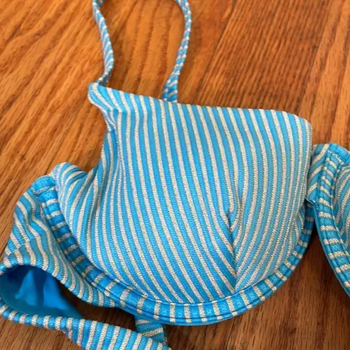 ANDIE x Mindy The Bermuda bikini top stripe splash Blue gold size small NWT