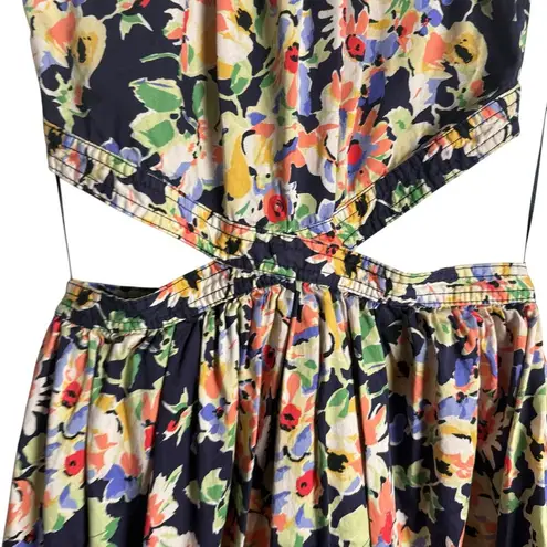 Something Navy Floral Cutout Sleeveless A-Line Midi Dress Size Small