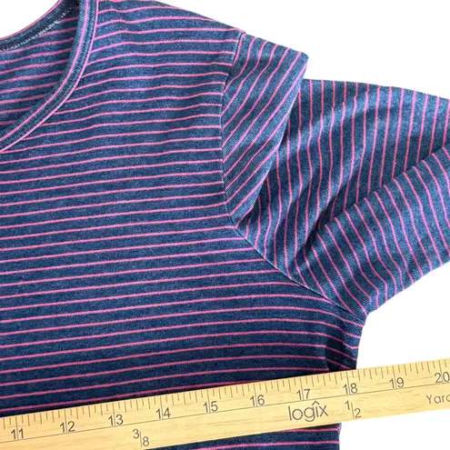 J. McLaughlin Striped 3/4 Sleeve Cotton Top Tee Womens M Blue Pink Casual Preppy