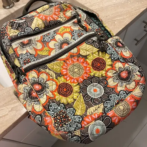 Vibrant Floral Quilted Backpack Orange
