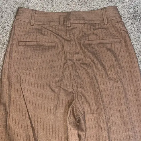 Favorite Daughter The Favorite High Rise Wide Leg Pants Camel Pinstripe 10