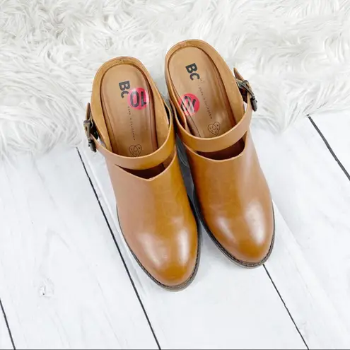 BC Footwear 🆕 Born in California BC Gleam Brown Leather Round Toe Slip On Mules Size 10