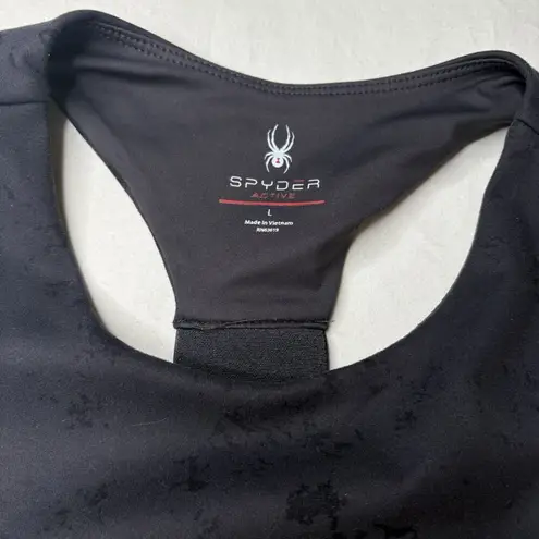 Spyder  Bra Workout Activewear Support Lightweight Racerback Black Pattern Sz L - Image 2
