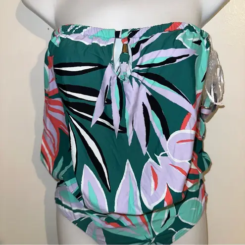 Anne cole one piece blouson Keyhole Swimsuit tube/halter top size 10 women’s 🆕