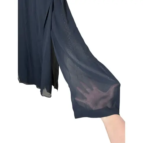 Cache Vintage 80s 90s  Black Chiffon Overlay Wide Leg‎ High Waist Pants Size 2