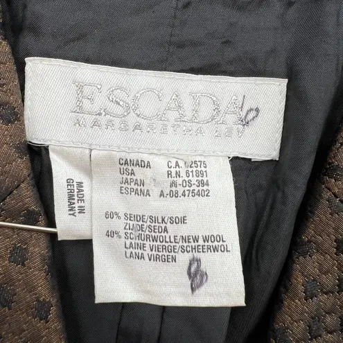 Escada Silk & Wool Blazer Brown Diamond Quilt Size 4