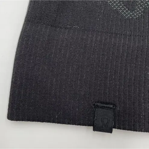 Lululemon Rest Less Pullover Logo Letter Black Graphite Grey Seamless Top Size 8