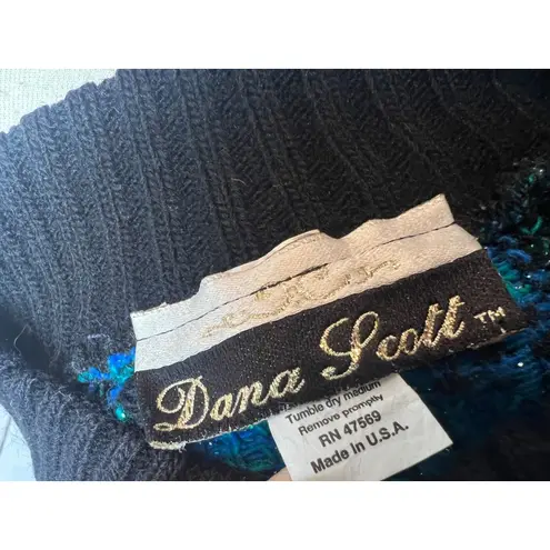 Dana Smith vintage sweater Pullover Metallic 80s USA Paisley Cottage Acrylic Size L
