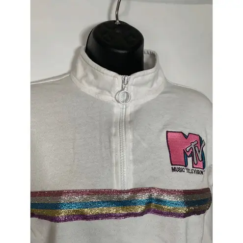 MTV 1/4 Zip Cropped Sweatshirt size small Silver