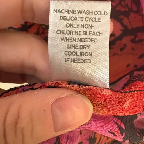 Avenue Abstract Pink Black Sheer Blouse 22/24 Flowy Boho Tunic Top