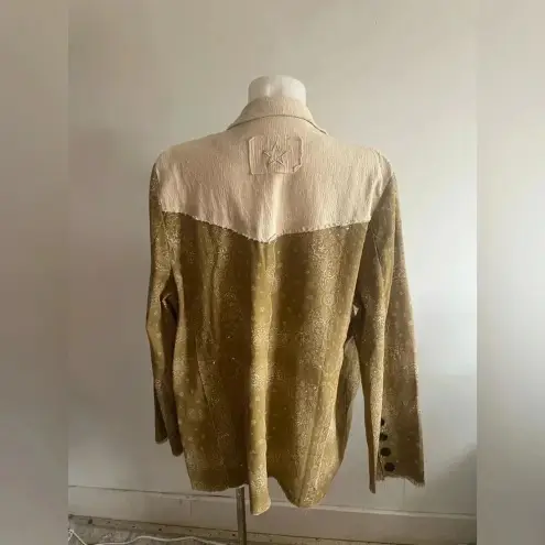 POL Women's  Brown and White‎ Paisley Blazer Size L Cowgirl Western Wear EUC