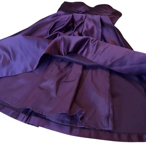 Bill Levkoff Strapless Purple Satin Pleated Cocktail Dress Sz 10 Lined in GUC